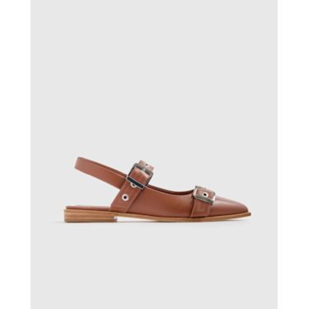 Quince Brown Italian Leather Slingback Flats 8